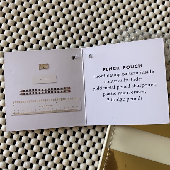 Kate Spade Gold Stripe Pencil Pouch - Picture 5 of 9